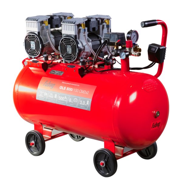 Компрессор воздушный безмасляный малошумный FUBAG OLS 500/100 CM2х2 + Набор пневмоинструмента (5 предметов) в ПОДАРОК в Москве фото