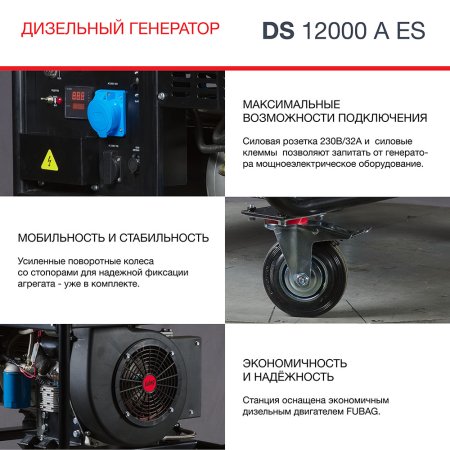 FUBAG Дизельный генератор с электростартером и коннектором автоматики DS 12000 A ES в Москве фото